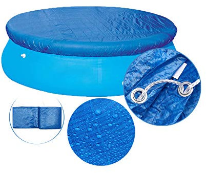 ALLOMN Runde Poolabdeckung, Tunnelzug Design Summer Waves Poolabdeckung, Tragbarer Staubschutz für Durchmesser 183CM / 244CM / 305CM Solar Oberirdischer Pool (Durchmesser 244CM)