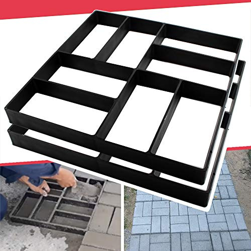 Anothera 2Pack 15.7x15.7x1.57 Walk Path Maker Reused Concrete Molds Pathmate Stone Molding Stepping Stone Paver Walk Way DIY Path Paving Garden Yard Patio Mold (8-Grid)
