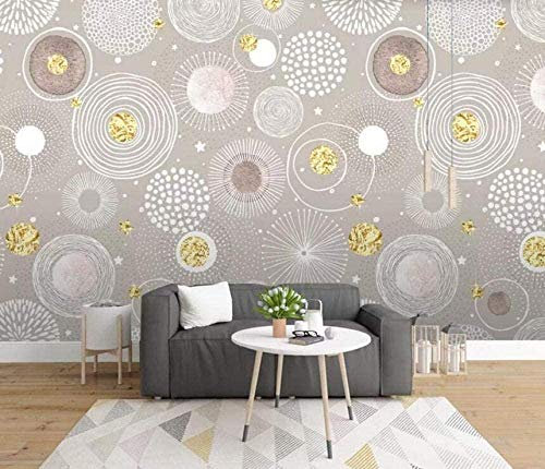 ZZXIAO Einfache handbemalte Retro Nordic Gold Kreise wandpapier fototapete 3d effekt tapete Wohnzimmer Schlafzimmer Hintergrundbild-300cm×210cm