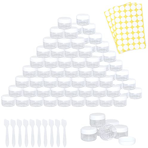 100 Pièces de Récipient Cosmétique de 5 ml Vide Petit Pot de Voyage en Plastique Rond Blanc, Peuvent être Utilisées pour Le Baume à Lèvres, La Lotion, La Crème, Les Pilules