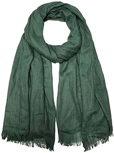 Gragengs Women Summer Scarfs Cotton Lightweight Large Long Gauze Shawl Beach Wrap Plain 75”×43”,Green