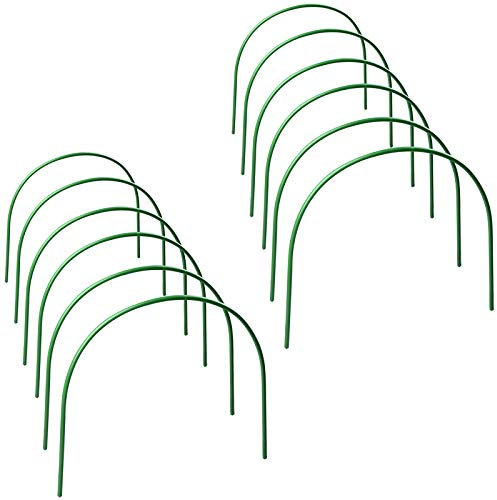 RTWAY 12 aros de invernadero, 4 pies de apoyo para plantas de acero largo con aros de soporte recubierto de plástico, estacas de jardín, aros de alambre, túnel de cultivo sin óxido para tela de jardín