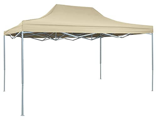 Tonnelle pliable - Tente de réception pop-up - Pavillon de jardin étanche - 3 × 4 m - Acier crème