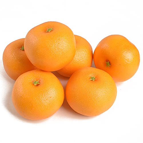 Luckforest 6 PCS Artificial Oranges Set Lifelike Simulation Oranges Realistic Fake Fruits for Home Party Kitchen Cabinet Decoration Supermarket Photography Props Fall Display