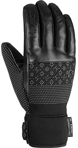 Reusch Damen Re:Knit Elisabeth R-TEX extra Warmer, wasserdichter und atmungsaktiver Skihandschuh,Schwarz,7.5