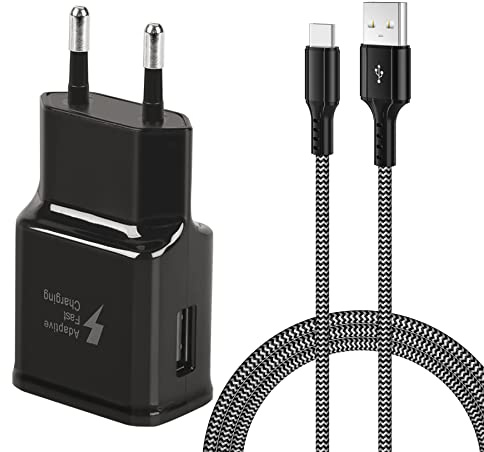 KAIMENGLONG Ladegerät Fast Charge Schnellladegerät Netzteil mit 2M USB Typ C Nylon Ladekabel für Samsung Galaxy S21 S21FE S21+ S20FE S20 Ultra S10 S9 S8/Note 10/9/8/A72 A71 A52 A51,Google Pixel