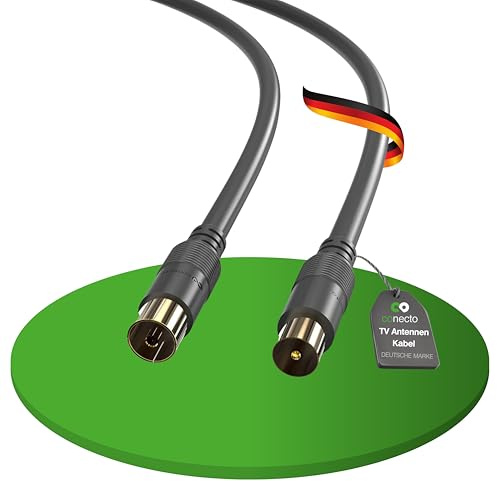 conecto Antennenkabel 2m Koaxialkabel TV, doppelt geschirmt, IEC, schwarz