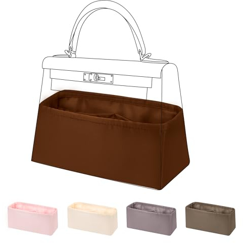DGAZ Seiden Handtaschen Organizer für Kelly 25, Tasche in Tasche, Gold | Innentasche, Weiches Satinfutter, Passform, Optimaler Schutz, Leicht