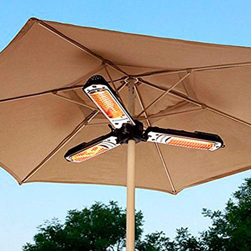 Samnuerly Patio Umbrella Heater With 3 Heating Panels, Courtyard Folding Electric Infrared Space For Pergola Or gazabo Parasol Outdoor Table Top Warm Winter Waterproof Halogen Garden Barbecue Party