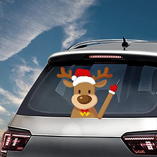 Lipfer Christmas Car Auto Decoration Xmas Santa Claus Elk Diy Car Sticker Rear Windshield Decals Car Styling Rear Window Wiper Sticker