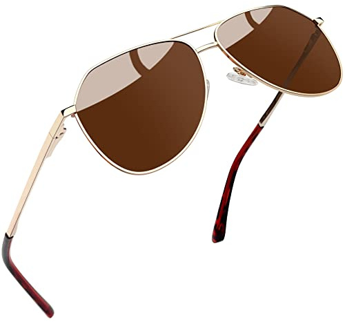 Joopin Hombre Marrones Gafas de Sol Mujer Polarizadas Protección UV400 Metálicas Grandes para Conducir Ciclismo Golf Playa Sunglasses Men Women Oculos de Sol Homem