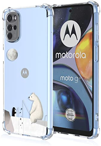 RankOne Funda para teléfono Adecuado para Motorola Moto g22 (6.5 Inches) Carcasa con Patrón de Dibujo en Color de Silicona Transparente de TPU - Oso Polar