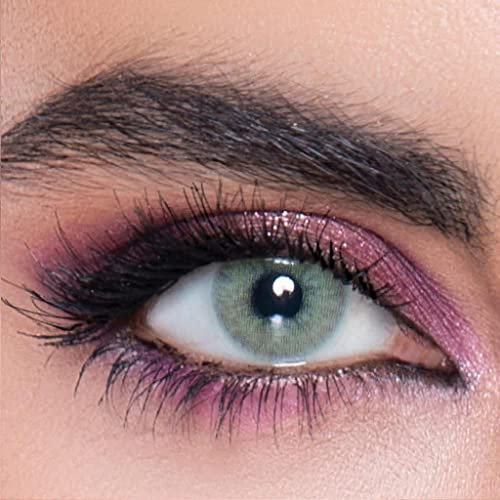 LA' BELLA farbige Kontaktlinsen ZIRCON (Dioptrien -0.00) – MILANO SERIE, stark deckende Monatslinsen für 3 Monate, Helle Grüne Farblinsen, perfekt für dunkle Augen