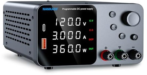 DC Power Supply Adjustable 120V 3A, Lab Bench Power Supply with Encoder Knob & USB-A/Type-c Fast Charging Interface, 4 Digit High Precision LED Display, Variable Switching Regulated Power Supplies