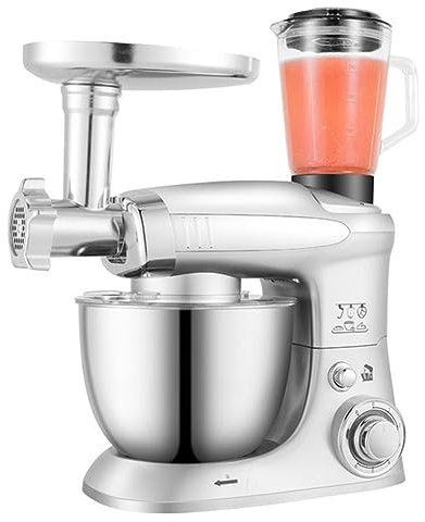 Impastatrice Planetaria 6 velocità Robot da Cucina Mixer con Ciotole di Miscelazione 4L Include Frusta per Filo, Frullino Piatto, Gancio per Pasta Accessori Opzionali Macinacarne E Spremiagrumi 1000W