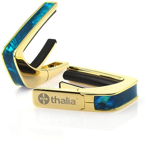 Thalia Exotic Shell Series Kapodaster mit Gold-Finish und türkiser Angel Wing Einlage