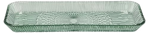 BITZ Kusintha Servierplatte, Servierplatte aus Glas, 38 x 14 x 3 cm, Grün