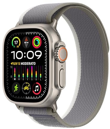 Apple Watch Ultra 2 [GPS + Cellular] Smartwatch con Caja de Titanio Resistente de 49 mm y Correa Loop Trail Verde/Gris - Talla M/L. Monitor de entreno, GPS de Alta precisión, Neutro en Carbono
