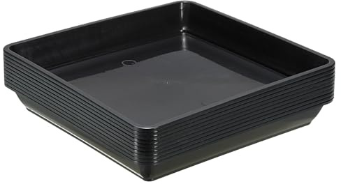 PATIKIL Pflanze Untertassen 7 10 Pack Quadratisch Plastik Blume Topf Dickere Pflanzen Tropfschalen für Innen Außen Garten Getopft Schwarz