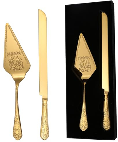 xiaoyu Ensemble couteau et serveur à gâteau de mariage, ustensiles de coupe de gâteau en acier inoxydable, coupe-gâteau gravé vintage et spatule de service pour mariage, fêtes, fête prénuptiale