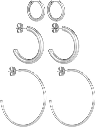 BONNYBIRD® Wasserfeste Edelstahl Ohrringe Damen in Silber, Gold & Roségold, Hypoallergen dank medizinischem Chirurgenstahl, Extra Leicht
