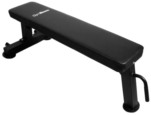 GymBeam Flachbank - Bank zum Bankdrücken, vielseitige Weight Bench für Krafttraining, Workout Bench mit 454 kg Belastbarkeit, Stabiler Stahlrahmen, weiche Polsterung, mobil durch Räder & Griff