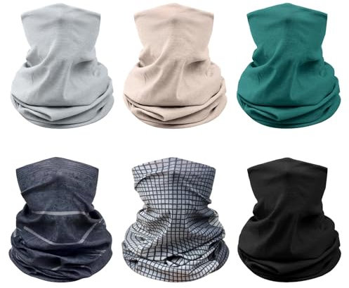 Awumbuk Halstuch Herren & Damen 6 Stück, Multifunktionstuch Unisex Nahtlose Bandanas Schlauchschal Herren Winddicht Halswärmer Motorrad Schal Herren für Outdoor Arbeit Radfahren Laufen