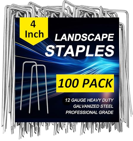 100Pcs Garden Stakes Galvanised Landscape Staples 4inch Anti-Rust Ground Stakes for Landscape Weed Barrier Fabric, Truf & Flower Bed