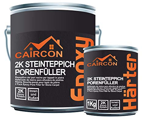 2K Steinteppich Porenfüller Epoxidharz Versiegelung für Innen und Außen UV-fest Farblos - 3kg