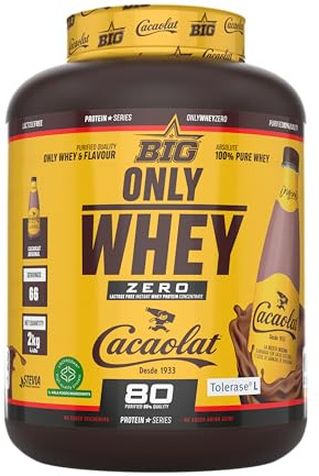 BIG - Proteinas Whey - Proteina en Polvo para Desarrollo de Masa Muscular y Recuperación - Materia Prima Premium - Whey Protein Sin Lactosa, Sin Azúcar, Sin Grumos (2Kg, Cacaolat)