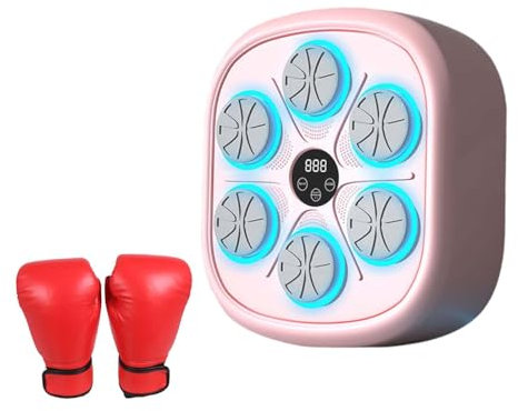 Harilla Elektronische Boxmaschine, Smart Boxing, Schlagpolster, Wandhalterung, Musik-Boxzielscheibe und Boxhandschuhe, ROSA