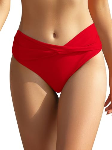 SHEKINI Bikini da Donna, Stile Retrò Vintage Classico, Nero, da Spiaggia, Taglie Grandi, Colore: Rosso, M