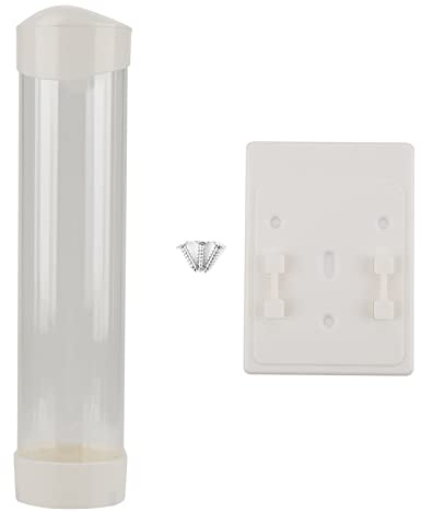 Dispensador de Papel para 60-80 Tazas, Dispensadores de Vasos Montados en la Pared Dispensador de Vasos de Plástico y Papel Portavasos con Botón de un Toque para Oficina, Hogar