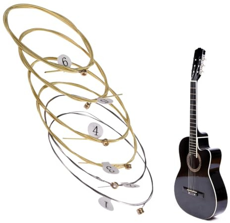 Generic Cuerdas de guitarra doradas, paquete de 6, repuesto para guitarra acústica