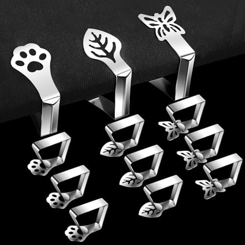 Newofview 12 Stück Tischtuchklammern Edelstahl Tischdeckenklammern, Tischklammern, Tischdeckenhalter für Dicke Tischplatten Outdoor Gartentisch, Restaurant Tisch, Camping Tisch(3 Muster)