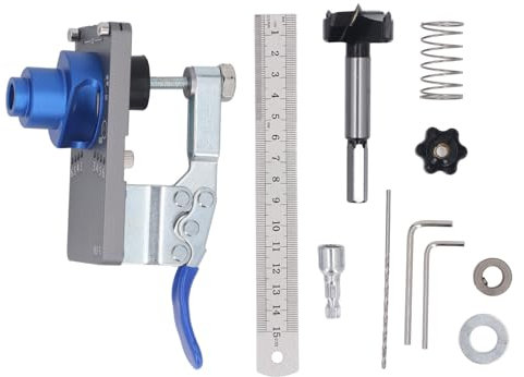 Gabarit de Charnière de Porte, Gabarit de Perçage de Trou de Charnière Multifonctionnel en Alliage D'aluminium avec Cadran Réglable pour le Travail du Bois, adapté à