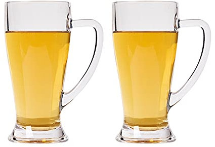 MRKU Bierbecher Großer Bierkrug Große Glaskrüge mit Henkel Robuster 2-teiliger Bierkrug 700 ml Klassisches Trinkglas für die Hausbar 24 Unzen Bierkrug