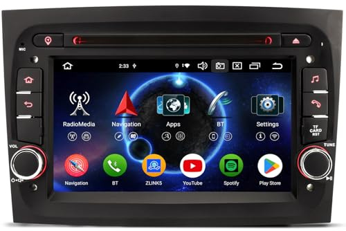 Android 14 Radio de Coche Autoradio DVD 4GB 64GB para Fiat Doblo 2015-2022 2 DIN Dab+ Navi Wireless Carplay Android Auto Bluetooth WiFi Pantalla Táctil