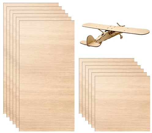 LTMMC 12PCS Plywood Sheets, 200×100×2mm Wood Planks, Basswood Sheets | for Craft Painting Handmade Modeling DIY Carving Home Decoration