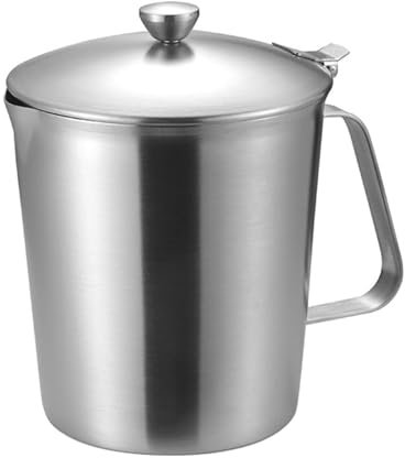 Measuring Cup, Stainless Steel 500ml for Milk Frothing Latte Art, Handle with Lid for Coffee Bar, Tea, Milk and Liquid Measurement