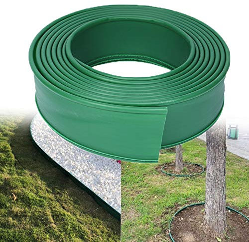 Bordure de jardin en plastique souple avec 10 boucles à maillons - Bordure verte durable pour séparation des pierres - Disponible en 5 m, 8 m, 10 m, 13 m, 15 m