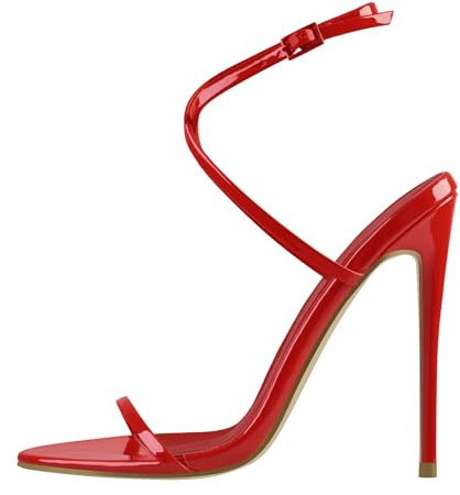 Meinabsatz Sandali a spillo da donna con tacco alto con cinghia, rotondi, aperti, con dita, Colore: rosso, 44 EU