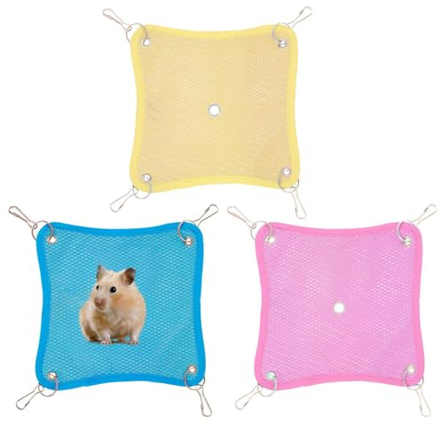 Hamster Hängmatta Säng,3-pack Illerhängmatta Med Ventilerande Nät För Burar - Snabbtorkande Kylbädd För Smådjur Hamstrar, Ekorrar Och Chinchillor