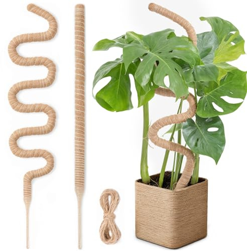 Tuteur Monstera pour Plantes, GardenSage 160cm x 2 kit de Poteaux Flexibles de Mousse de Plante, Tuteur Coco pour Plantes d'intérieur et Grimpantes