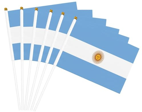 Piccola mini bandiera argentina con stampa palmare, bandiera sventolante su entrambi i lati, 14 x 20,8 cm