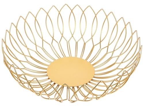 Homoyoyo Corbeille à Fruits Facile à Nettoyer en Fer Doré Multifonctionnelle Design Géométrique Maison Rangement des Snacks