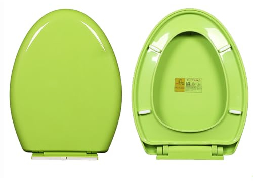 Color Soft Close Toilet Seat Elongated, Slow Close Toilet Seats, Green, PP Material, Quick-Release Hinges, Top Fixing, Easy Clean