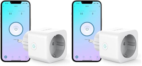 GNCC GSP12 Enchufe Inteligente Wifi con Monitor de Energía Enchufe Alexa Programable con Temporizador Control Remoto por APP and Voz Compatible con Alexa y Google Home 16A 3680W (Paquete de 2)
