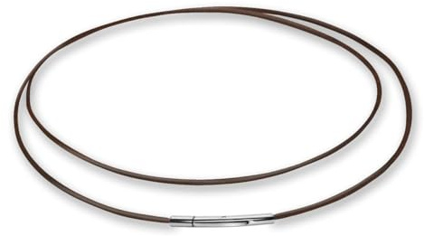 Soul-Cats läderkedja läderhalsband rostfritt stål tryckspakslås svart brun mörkbrun längd 42–60 cm, 4 tjocklekar 2 3 4 5 mm, 2 mm, dunkelbraun, 50 cm, Läder