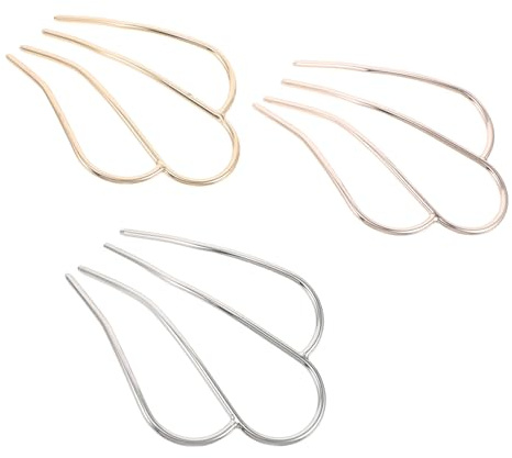 VALICLUD Lot de 3 Épingles à Cheveux en Métal de Fourche U Finition Rose Doré Doré et Argenté Accessoires Coiffure Français pour Chignon Tenue Sécurisée Adaptées Cheveux Longs et